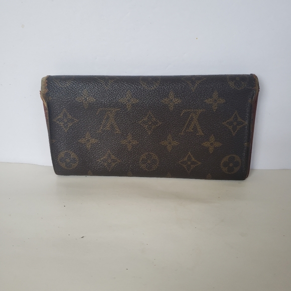 LOUIS VUITTON LV Vintage Sarah Envelope Wallet Leather Large Clutch Brown - Picture 2 of 13